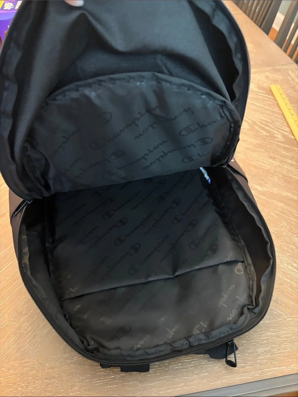 Champion Black Backpack with Front Pouch and Logo